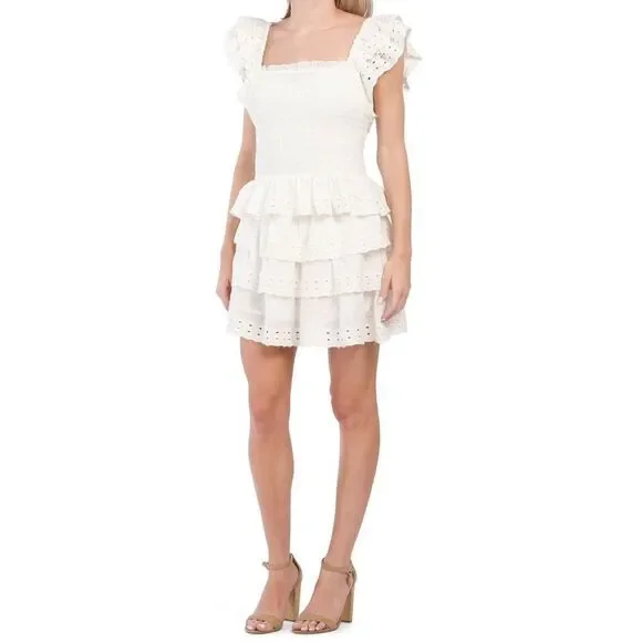 House Of Harlow Smocked Eyelet Top and Skirt Set NWT - Picture 3 of 12